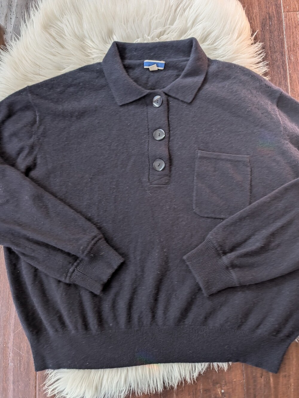 J.Crew Cashmere Collared Polo Sweater Dark Navy Blue Size XL